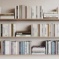 Multiple Light Wooden Bookshelves Filled with Various Books of Different Colors and Sizes