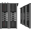 Multiple Server Racks With Network Ports Indicator Lights And Slots For Data Center Use
