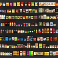 Assorted Packaged Food Products Featuring Various Brands and Packaging Designs