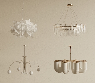 French Cream Chandelier 3d model