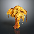 Yellow Leaf Decorative Tree with Brown Textured Trunk and Drooping Foliage 3d model