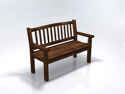 Solid Wood Garden Bench With Backrest And Armrest For Outdoor Seating 3d model