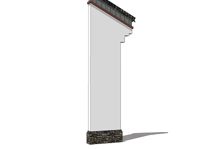 Modern Feature Wall Design With White Surface Stone Base And Decorative Eave 3d model