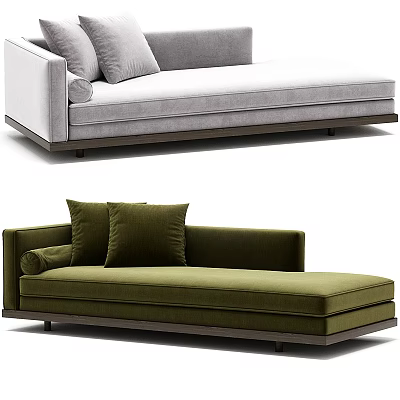 Modern Upholstered Chaise Lounge With Gray Green Fabric And Decorative Pillows 3d model