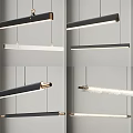 Modern Black And White Linear Pendant Lights With Gold Hooks For Interior Space