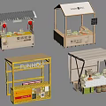 Modern Commercial Equipment Retail Booths With Various Designs Display Shelves And Awnings