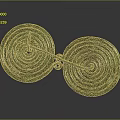 Ancient Bronze Circular Sculptures With Intricate Spiral Patterns And Linked Design