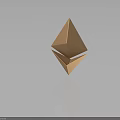 Detailed Golden Ethereum Logo 3D Rendering With Shiny Surface And Dark Background