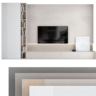 Modern TV background wall 3d model