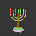 Golden Menorah With Intricate Design And Decorative Base On Black Background