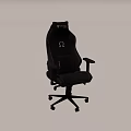 Black Office Chair With Golden Omega Symbol Red Stitching And Adjustable Rolling Casters