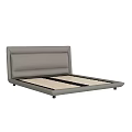 Modern Double Bed With Leather Headboard And Wooden Slats Support Frame 3d model
