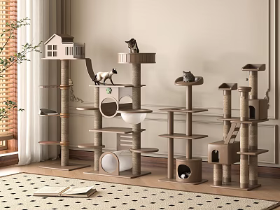 Various Designs Cat Tree with Platforms Condos Scratching Posts for Indoor Cats Activity 3d model