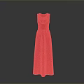 Stylish Red Sleeveless Long Dress With Classic Collar And Flowy Silhouette Design