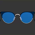 Stylish Blue Cat Eye Sunglasses With Reflective Lenses And Metallic Frame