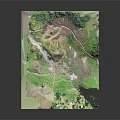 3D Garden Landscape Model with Green Vegetation Mountain Terrain and Paths
