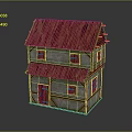 Traditional Two Story House Brown Wooden Roof White Wall Wooden Frame Windows And Door Design