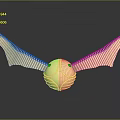 Shiny Reflective Golden Winged Sphere With Metallic Textured Wings On Dark Background