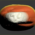 Stone And Wood Decorative Cone Shaped Object With Yellow Orange White Tones On Black Reflective Surface
