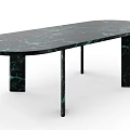 Modern Square Green Marble Table With Sleek Legs And Smooth Surface 3d model