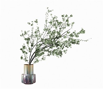 Modern Vase Plant Flower Pot Green Plant Ornaments Branches 3d model