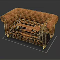 Classic Brown Leather Sofa With Tufted Button Design And Rolled Arms
