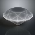 3D Rendered Diamond With Geometric Surface Lines And Reflective Bottom On Dark Background