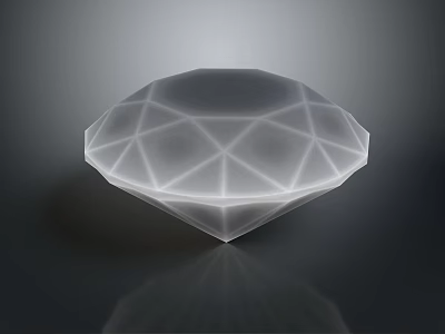 3D Rendered Diamond With Geometric Surface Lines And Reflective Bottom On Dark Background 3d model