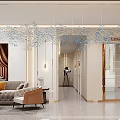 Modern Beauty Salon Reception Area With Elegant Decor Display Shelves And Cozy Sofa