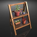 Wooden Three Tier Plant Stand Displaying Potted Plants For Garden Decor