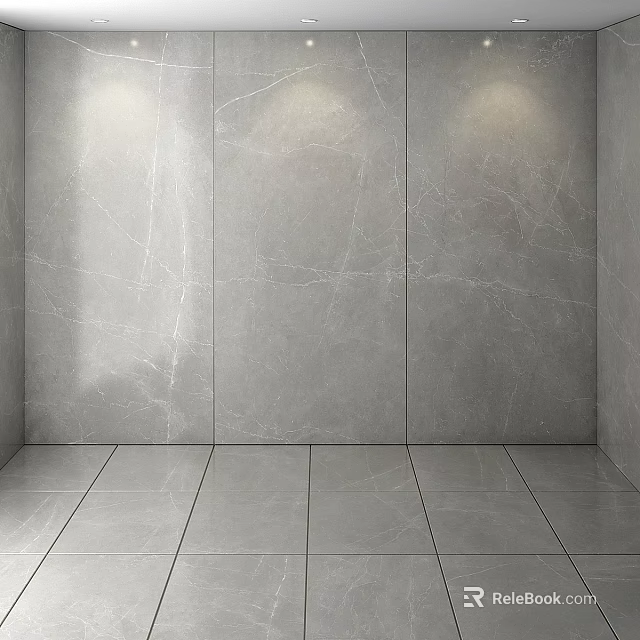 Gray Marble Wall And Floor With Natural Texture In Modern Interior Space 3d model