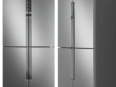 Modern Stainless Steel Refrigerator Freezer With Sleek Double Doors Design 3d model