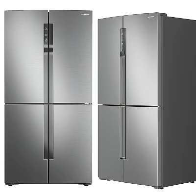 Modern Stainless Steel Refrigerator Freezer With Sleek Double Doors Design 3d model