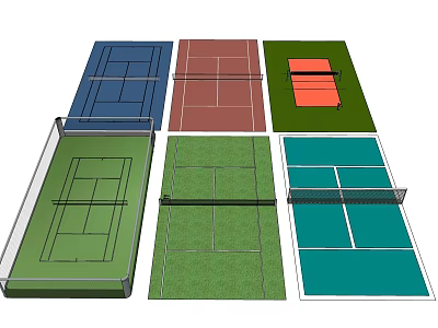 Sports Equipment Various Sports Courts With Different Colors Surfaces And Multiple Types For Games 3d model