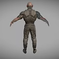 Bald Headed Game Movie Character With Red Eyes And Armored Mechanical Suit