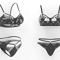 Women's Black Lace Lingerie Set With Floral Pattern Bra And Stylish Panties