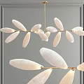 Elegant Modern White Gold Chandeliers with Spherical and Leaf Shaped Designs 3d model