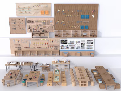 DIY Craft Store Interior With Tools Materials Worktables And Craft Supplies 3d model