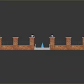 Traditional Courtyard Design With Red Brick Walls White Railings Lamp Posts Blue Pool And Benches