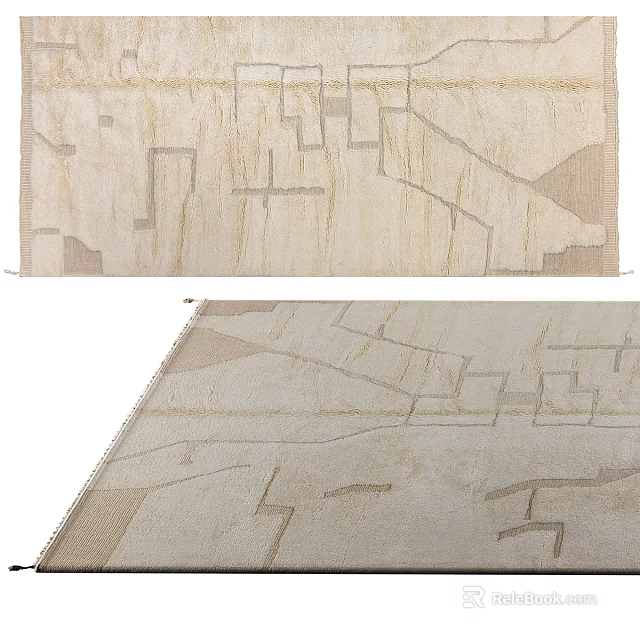 Modern Square Area Rugs With Geometric Patterns In Neutral Hues 3d model 