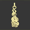 Elegant Gold Rose Pendant With Leaf And Vine Design Fashion Accessory