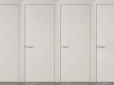 Modern White Hinged Doors With Simple Design And Metal Handles For Home Interior 3d model