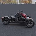 Modern Three Wheeled Motorcycle With Black and Red Sporty Exterior Design