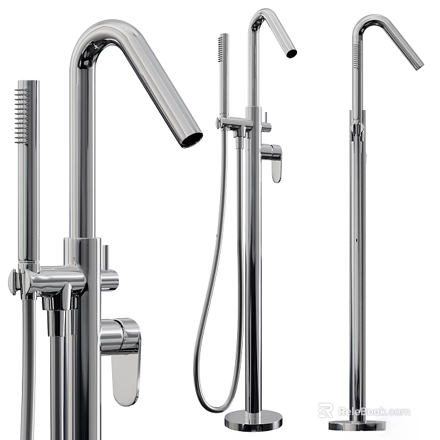 Modern Stainless Steel Shower Faucet Set With Handheld Spray And Chrome Finish 3d model 