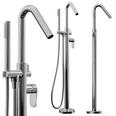 Modern Stainless Steel Shower Faucet Set With Handheld Spray And Chrome Finish 3d model