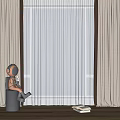 Modern Curtain Window Screen 3d model