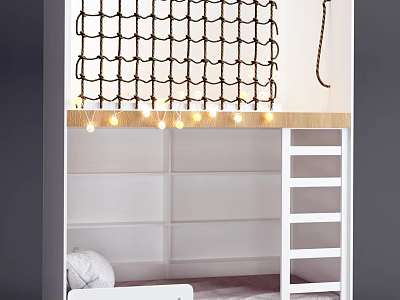 Modern Bed-Up Bunk Bed for Children 3d model