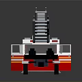 Red And White Toy Fire Truck Model With Extended Ladder And Detailed Design