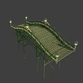 Ornate Metal Bridge Structure With Decorative Railings Lamp Posts And Striped Deck 3d model