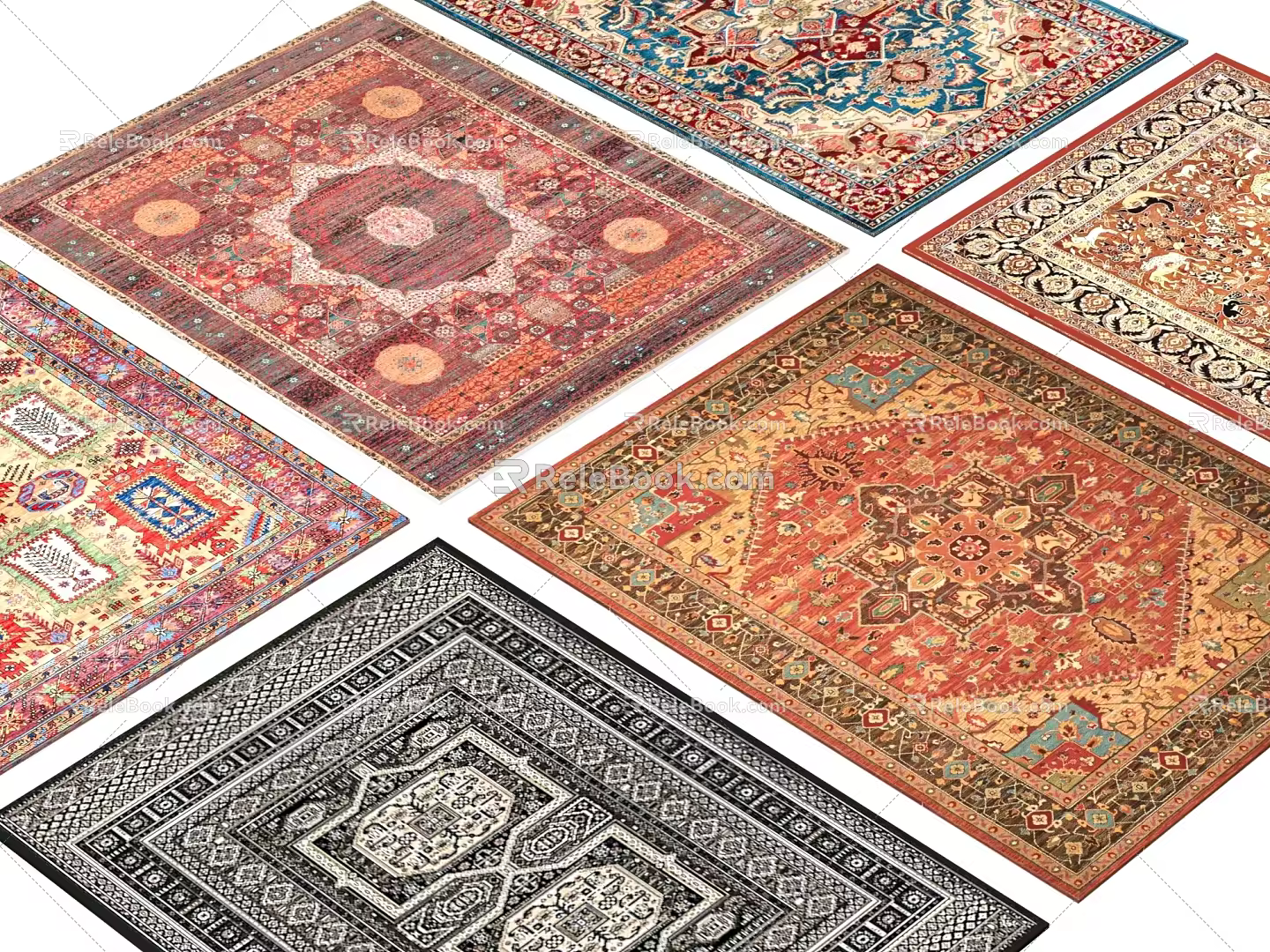 European Retro Carpet Nanyang Persian Carpet Ethnic Style Carpet Color Carpet Fabric Carpet Rectangular 3d model